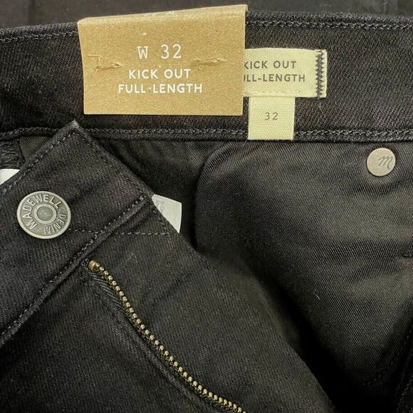 Madewell Jeans Black Mid Rise Kick Out Stretch Denim Womens Size 34 (tag 32) NEW - Picture 10 of 15